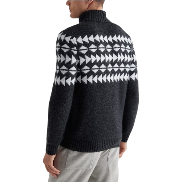 Express Mens Textured Fair Isle Turtleneck Sweater Charcoal Gray Size Large - Picture 3 of 6